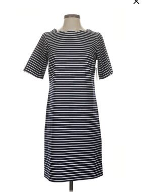 croft & barrow Navy and White Striped Midi Shift Dress